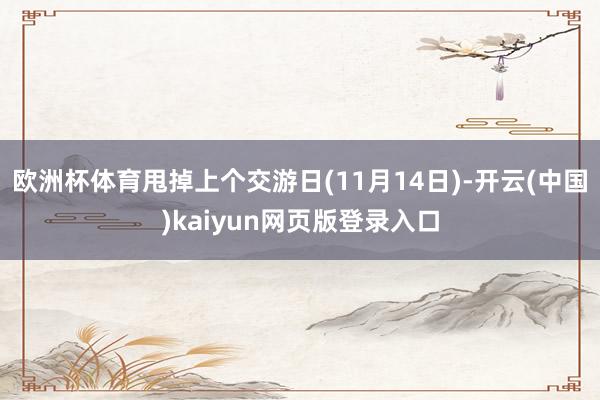 欧洲杯体育甩掉上个交游日(11月14日)-开云(中国)kaiyun网页版登录入口
