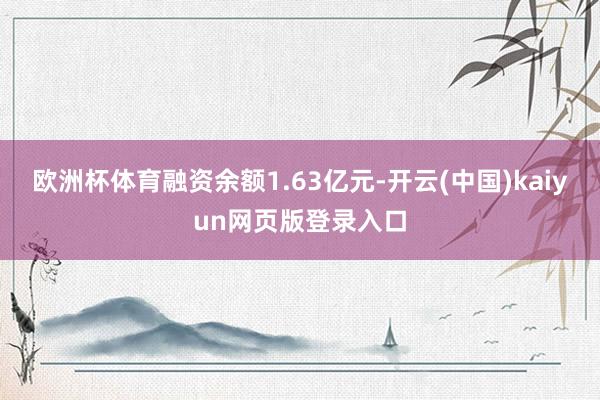 欧洲杯体育融资余额1.63亿元-开云(中国)kaiyun网页版登录入口