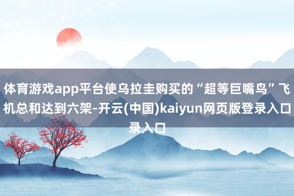 体育游戏app平台使乌拉圭购买的“超等巨嘴鸟”飞机总和达到六架-开云(中国)kaiyun网页版登录入口