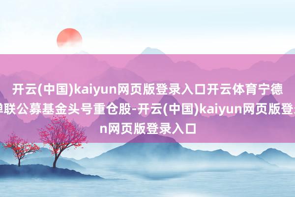 开云(中国)kaiyun网页版登录入口开云体育宁德时期蝉联公募基金头号重仓股-开云(中国)kaiyun网页版登录入口